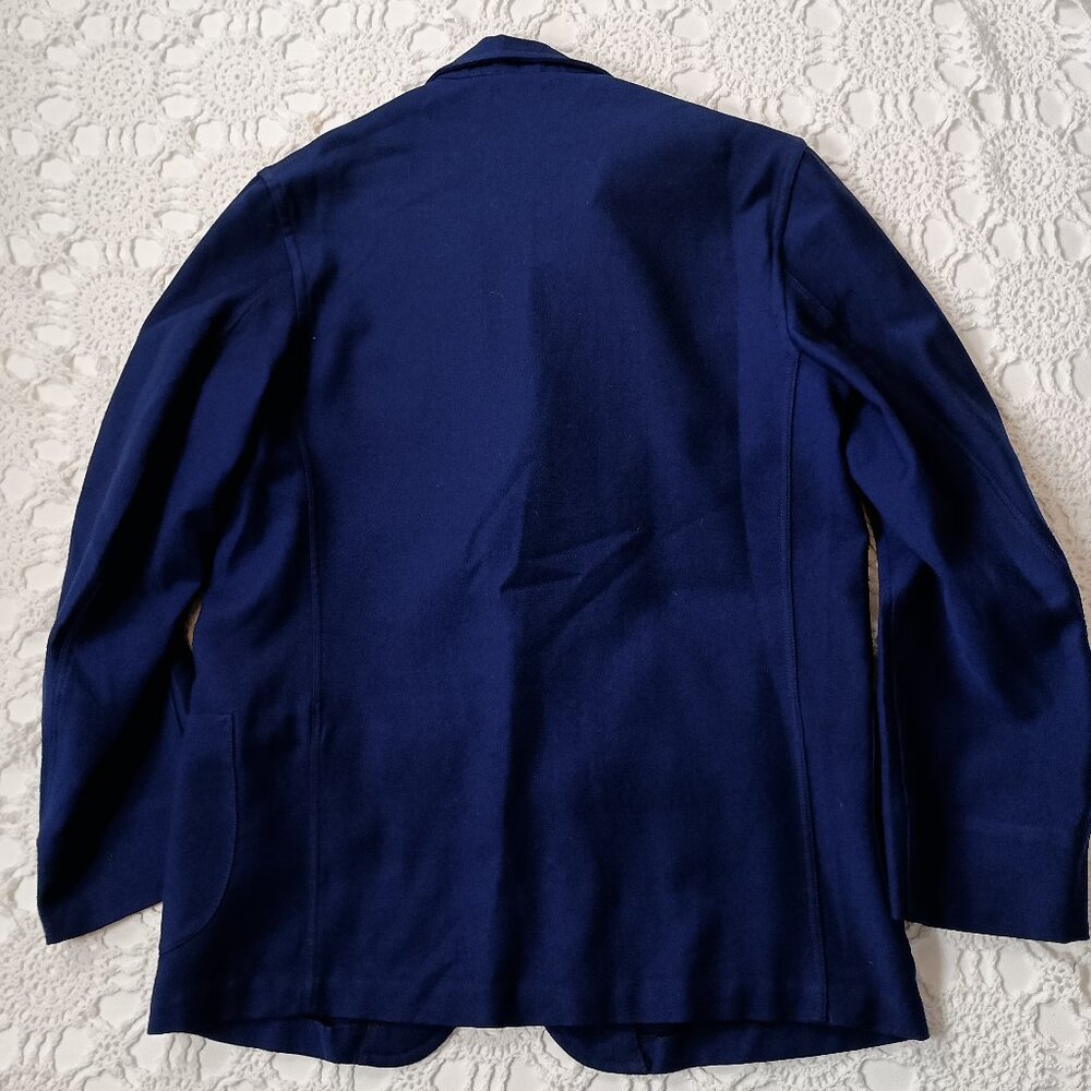 Vtg 50s Wool Blazer Jacket Blue Canadian Crown Beaver Patch Preppy Large Women - Picture 7 of 7
